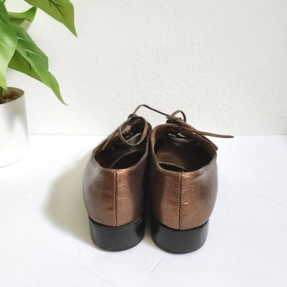ESCADA Bronze Leather Lace up shoes size 6.5 - Picture 7 of 14